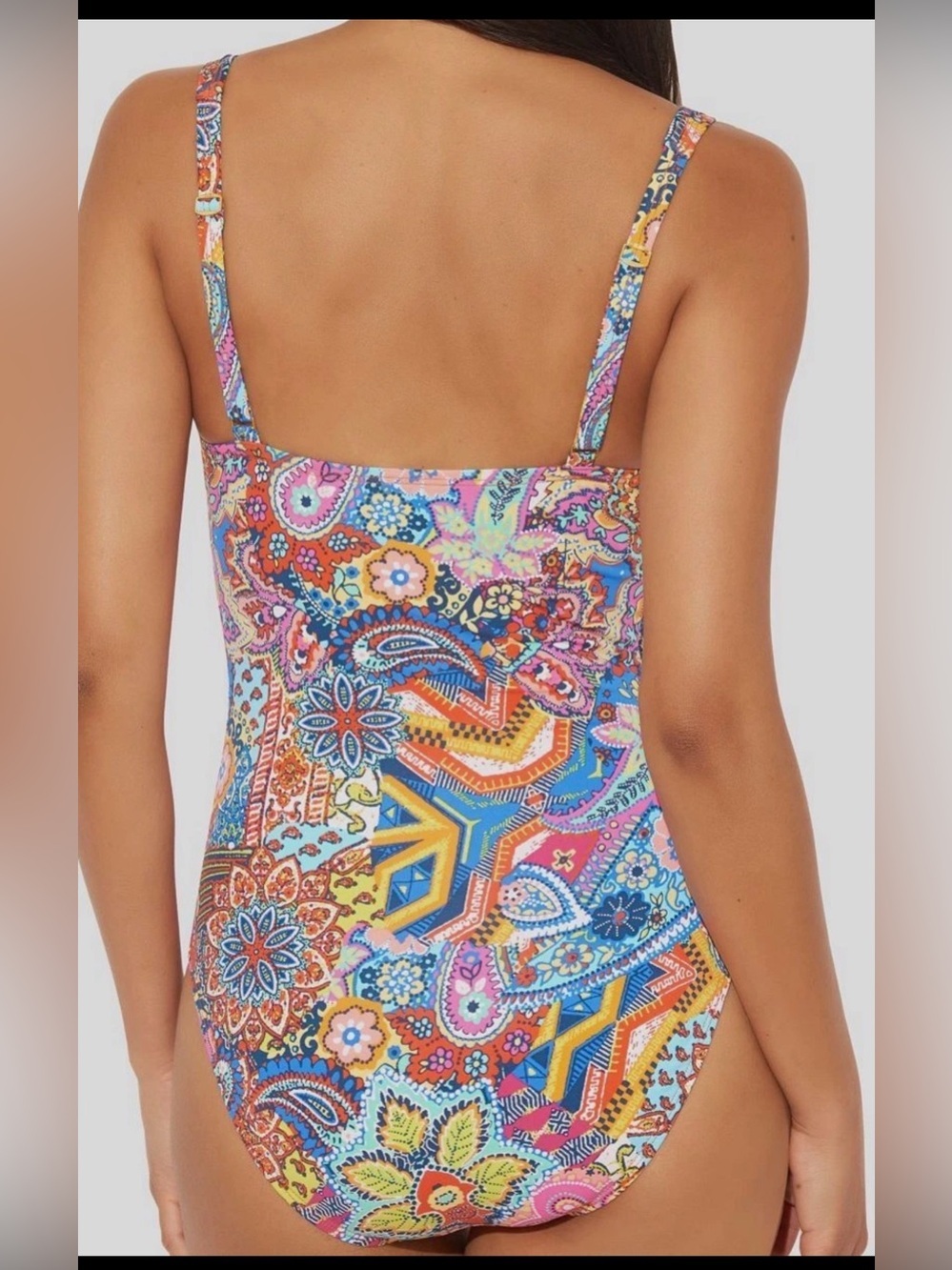 Bleu Rod Beattie Women’s Milo‎ Printed Plunge One Piece Swimsuit , size 18W - Picture 3 of 7